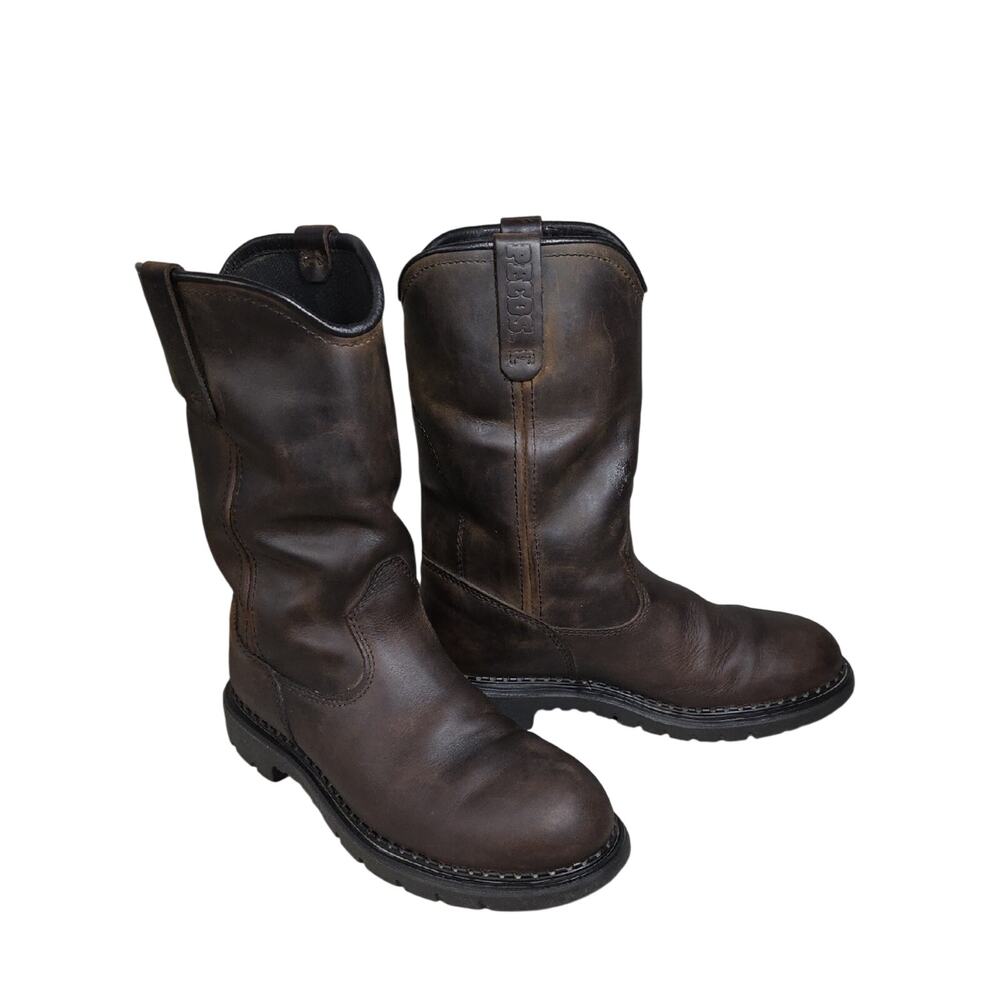 Red Wing Pecos Soft Toe Pull On Dark Brown Leather Cowboy Work Boots Mens 10D